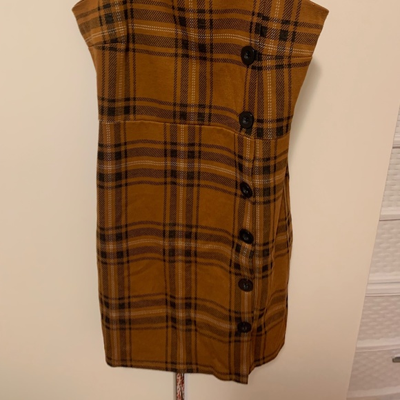 Taupe and Brown Plaid Dress for Women - Picture 1 of 5